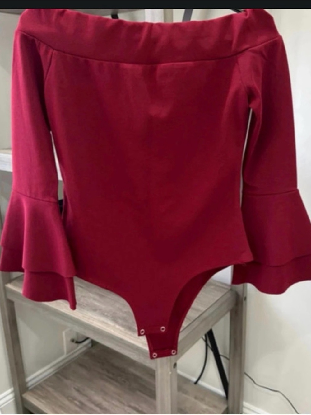 Off-Shoulder Bodysuit/Burgundy One-Piece Bodysuit/ Burgundy Top